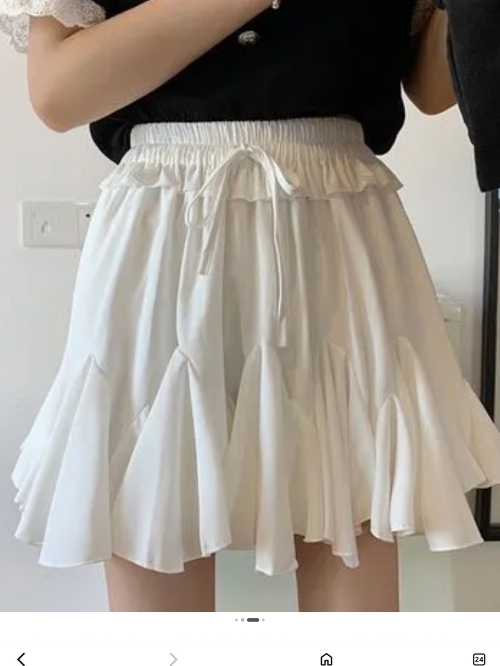 Listicle Cream Ruffle Tiered Mini Skirt lined large elastic waist feminine Y2K